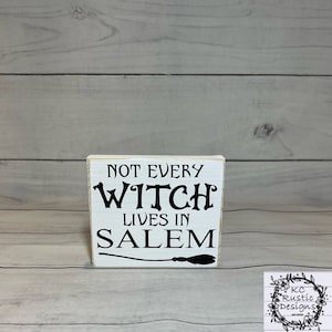 Halloween wood sign/ witch decor/ tier tray decor/ Halloween tier tray/ shelf sitter/ Salem