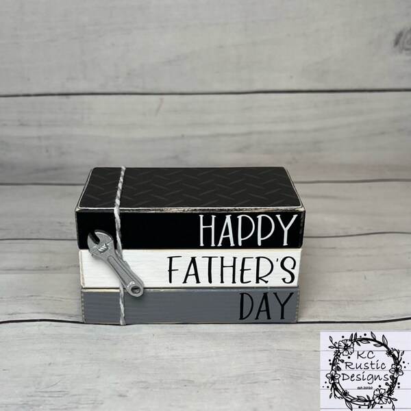 Father’s Day mini wood book stack/ tiered tray decor/ Father’s Day tier tray/ Father’s Day Gift/ wood books/ book bundle