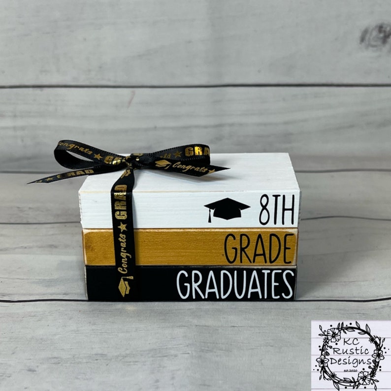 Graduation Mini Wood Book Stack/graduation Tier Tray/8th Grade Graduate ...