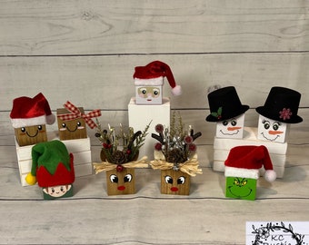 Mini Christmas wood cubes/ tier tray decor/ Christmas decor/ wood blocks/ Christmas tier tray/ Christmas wood blocks/ tier tray filler/