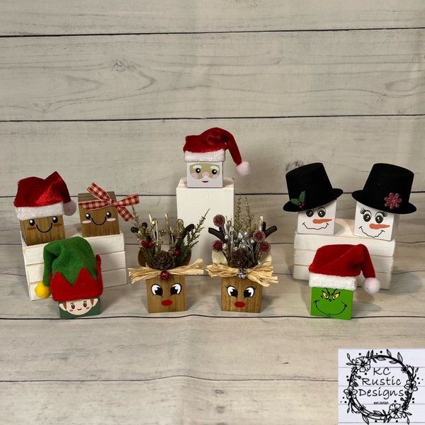 Mini Christmas wood cubes/ tier tray decor/ Christmas decor/ wood blocks/ Christmas tier tray/ Christmas wood blocks/ tier tray filler/