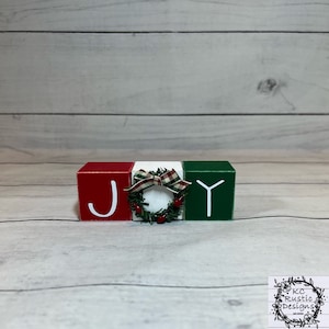 Joy Christmas Mini-Holzwürfel / 2-teiliges Tablett / Weihnachtsdeko / 2 Holz-Tabletts / Buffet / Weihnachtsdeko / Weihnachtsdeko / Tablett