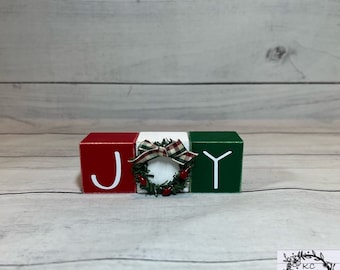 Joy Christmas mini wood blocks/ tiered tray decor/ Christmas decor/ Christmas blocks/ holiday tier tray/ mantle decor/ buffet decor/