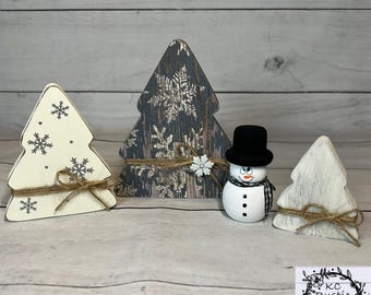 Arbres en bois/plateau d'hiver/Décoration de Noël/Sapins de Noël/déco pour les Fêtes/gardien d'étagère/déco de buffet/Décoration de plateau de Noël/Noël