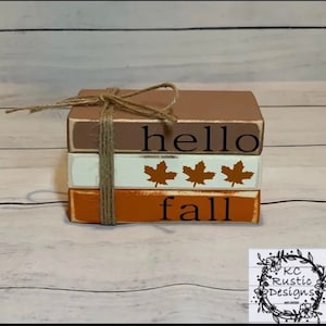 Fall mini wood book stack/ tiered tray decor/ farmhouse/ wood books/ book bundle/ fall decor