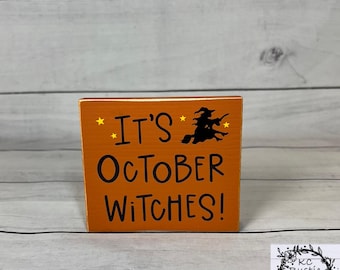 Halloween wood sign/Halloween decor/ tiered tray decor/October sign/witch sign/holiday tier tray decor/wood sign/ Halloween sign/ Halloween