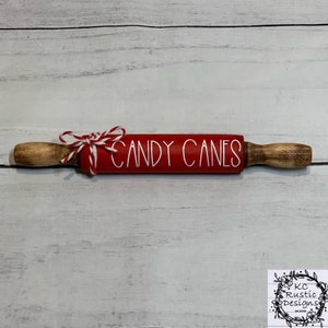 Candy Canes mini wood rolling pin/ Christmas decor/ tiered tray decor/ Christmas tier tray decor/ farmhouse