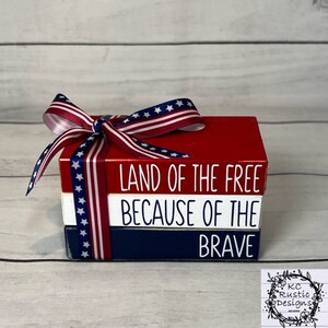 Patriotic mini wood book stack/patriotic decor/ tier tray decor/ 4th of July decor/ wood books/book bundle/mantle decor/buffet decor/