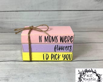Mother’s Day mini wood book stack/ tiered tray decor/ Mother’s Day tier tray/Mother’s Day Gift/ wood books/book bundle