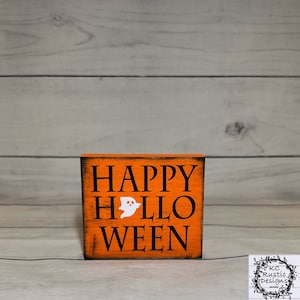 Halloween wood sign/ Happy Halloween/ ghost/ tier tray decor/ Halloween tier tray/ wood sign/ shelf sitter/