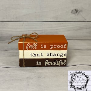Fall mini wood book stack/fall tier tray/ Tier Tray Decor/ Farmhouse/ wood books/ book bundle/ fall decor/