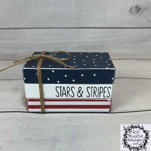 Stars and Stripes mini wood book stack/ patriotic decor/ tier tray decor/ 4th of July decor/ wood books/ book bundle