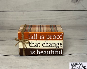 Mini pila de libros de madera de otoño/bandeja de niveles de otoño/decoración de bandeja de niveles/casa de campo/libros de madera/paquete de libros/decoración de otoño/