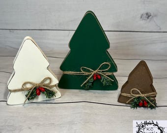 Arbres en bois/plateau d'hiver/Décoration de Noël/Sapins de Noël/déco pour les Fêtes/gardien d'étagère/déco de buffet/Décoration de plateau de Noël/Noël