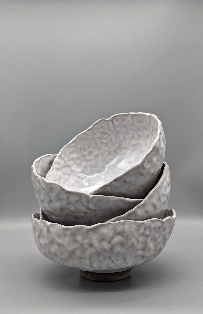 Concrete clay / White glaze bowl, Merenok ceramics, handmade image 1