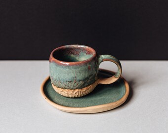 Series "Botany" Crasulla espresso cup - Merenok ceramics, handmade