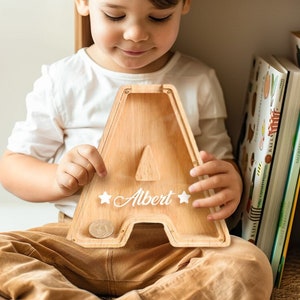 Wooden Money Box, Personalized Name Piggy Bank, Letter Piggy Bank, Custom Initial Coin Bank, Gift for Child, Baby Boy Gift, Baby Gift