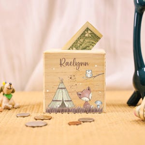 Tirelire avec prénom personnalisé, tirelire personnalisée, tirelire cochon en bois, tirelire, cadeau pour enfant, cadeau bébé/fille/garçon, cadeau bébé