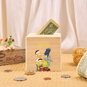 Animated Film Wooden Piggy Bank, Money Box, Personalized Name Piggy Bank, Custom Coin Bank, Gift for Child, Baby Boy Gift, Baby Gift