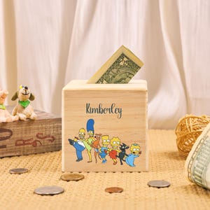 First Birthday Gift, Animated Film Piggy Bank, Custom Piggy Bank with Name, Piggy Bank, Children&#39;s Wooden Gifts, Boy Piggy Bank