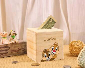 ピンクのミニーマウスの木製貯金箱：女の子へのギフト - Etsy 日本
