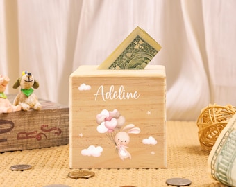 Alcancía de madera personalizada: decoración infantil, regalo para niños