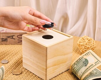 ピンクのミニーマウスの木製貯金箱：女の子へのギフト - Etsy 日本