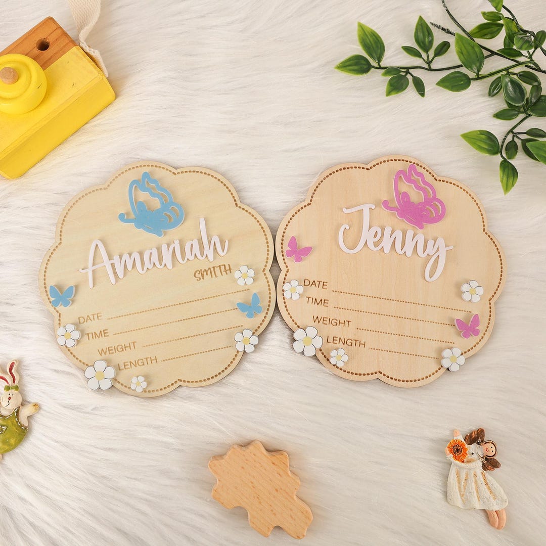 Custom Wooden Baby Birth Stats Sign, Personalized Name Plaque, Newborn ...