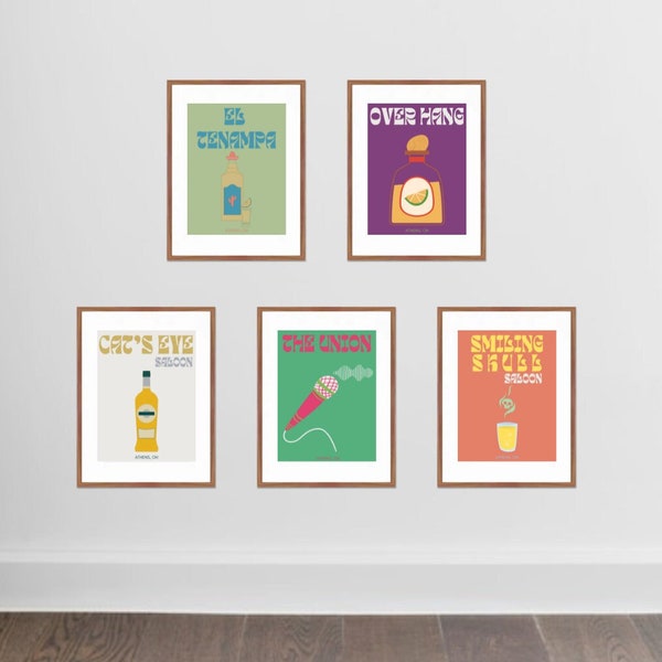 Set of 5 | Digital Download | Athens, Ohio University Bar Print Decor