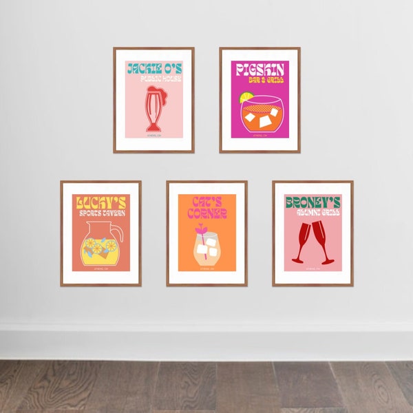 Set of 5 | Digital Download | Athens, Ohio University Bar Print Decor