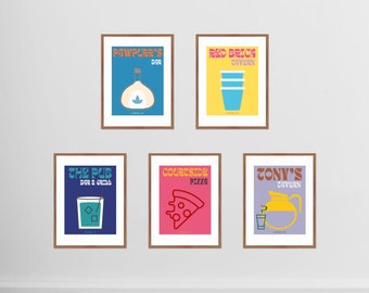 Set of 5 / Descarga digital / Athens, Ohio University Bar Prints