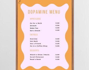 Wall Art Prints | Funky Dopamine Menu | Digital Download