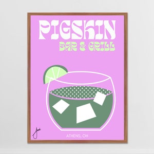 Athens, Ohio University Bar Prints | Pigskin | Pink + Green Collection