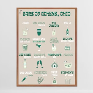 Athens, Ohio University &quot;Bars of Athens&quot; Print - Green/Beige