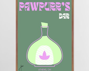 Athens, Ohio University Bar Prints / Pawpurr's / Rosa + Verde Collezione
