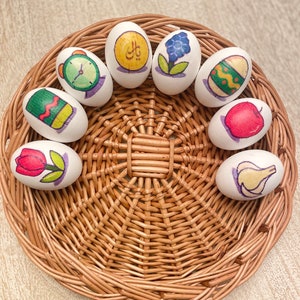 Handmade Farsi Calligraphy Wooden Eggs Set of 4 Norooz Norwruz 1403, Haftseen Haftsin, Persian New Year image 2