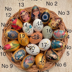 Handmade Farsi Calligraphy Wooden Eggs Set of 4 Norooz Norwruz 1403, Haftseen Haftsin, Persian New Year image 4