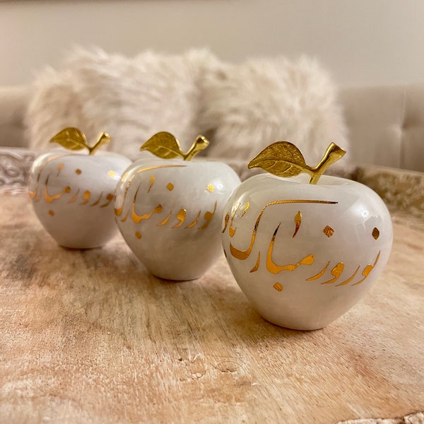 Handmade Farsi  Calligraphy artificial apples great gift for Norooz Norwruz Haftseen, Soreh Haftsin, Persian New Year, Haft sin seeb