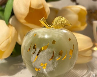 Handmade Farsi Calligraphy Marble Apple, Persian Gift, Norooz, Haftseen