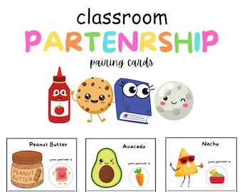 Tarjetas de emparejamiento de asociaciones en el aula: pares de imágenes divertidos