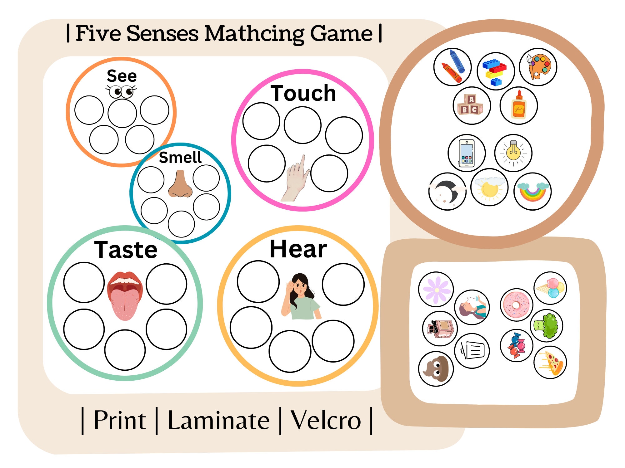 Five Senses Matching Game Etsy