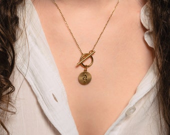 Golden stainless steel chain with snake pendant