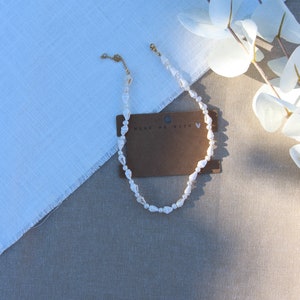 Handmade shell necklace with freshwater pearls (stainless steel)