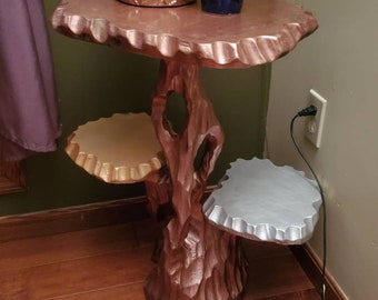 Stand-Hand made solid wooden Root 3 Tier table or plant stand