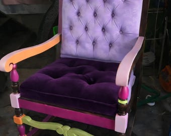 Spring Flowers Rocking Chair, Toddler Rocker, Hand Painted Rocking