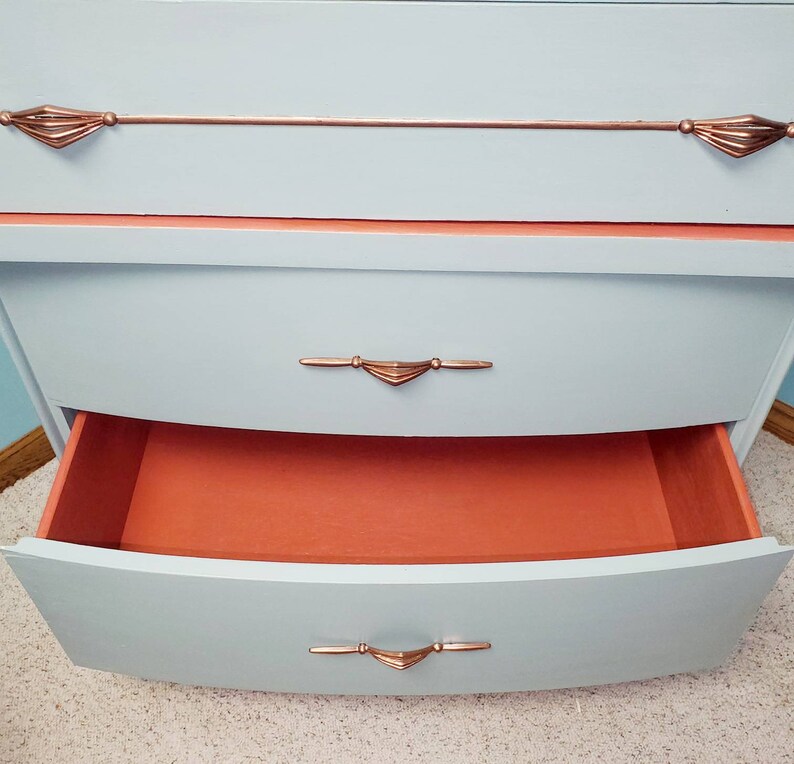 Mid Century Modern Curved Dresser Bedroom Storage Drawer Etsy