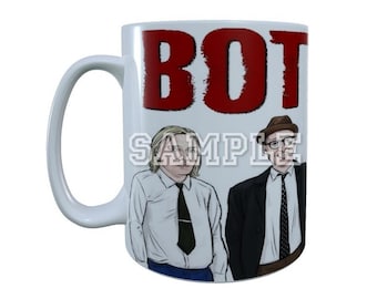 Bottom TV-Show-Tasse, gegossen, handgezeichnetes Kunstwerk, Retro British Comedy Geschenk, Rik Mayall