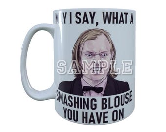 Bottom TV-Serie Becher, zerschmetternde Bluse, handgezeichnetes Kunstwerk, britische Comedy Geschenke, Rik Mayall