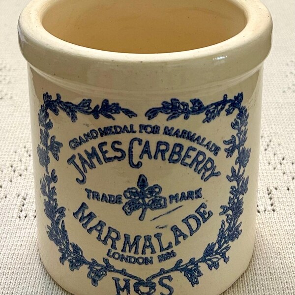 James Carberry Marmalade 1/4 Gal Stoneware Crock Made in England