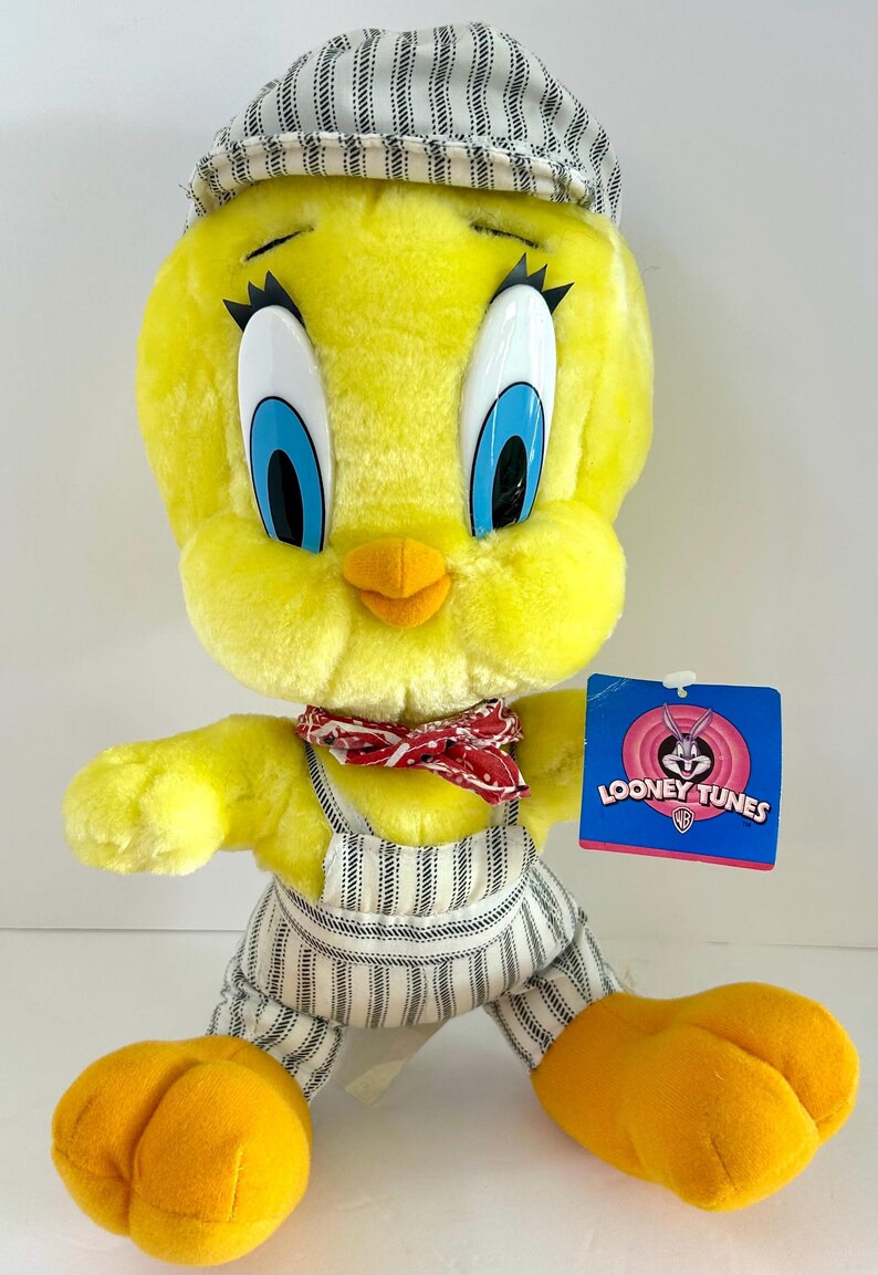 Vintage 1998 Looney Tunes Tweety Bird Train Conductor 13” Plush Soft ...